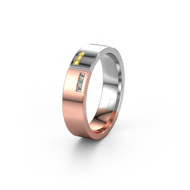 Image of Wedding ring WH1106L15AP 585 rose gold ±0.20x0.07 in Yellow sapphire