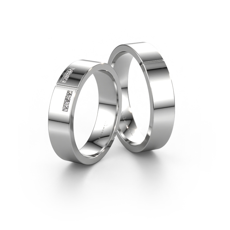 Image de Set Bagues de mariage WH1106LM15AP ±5x1.7 mm 14 Carat or blanc Diamant 0.02 crt