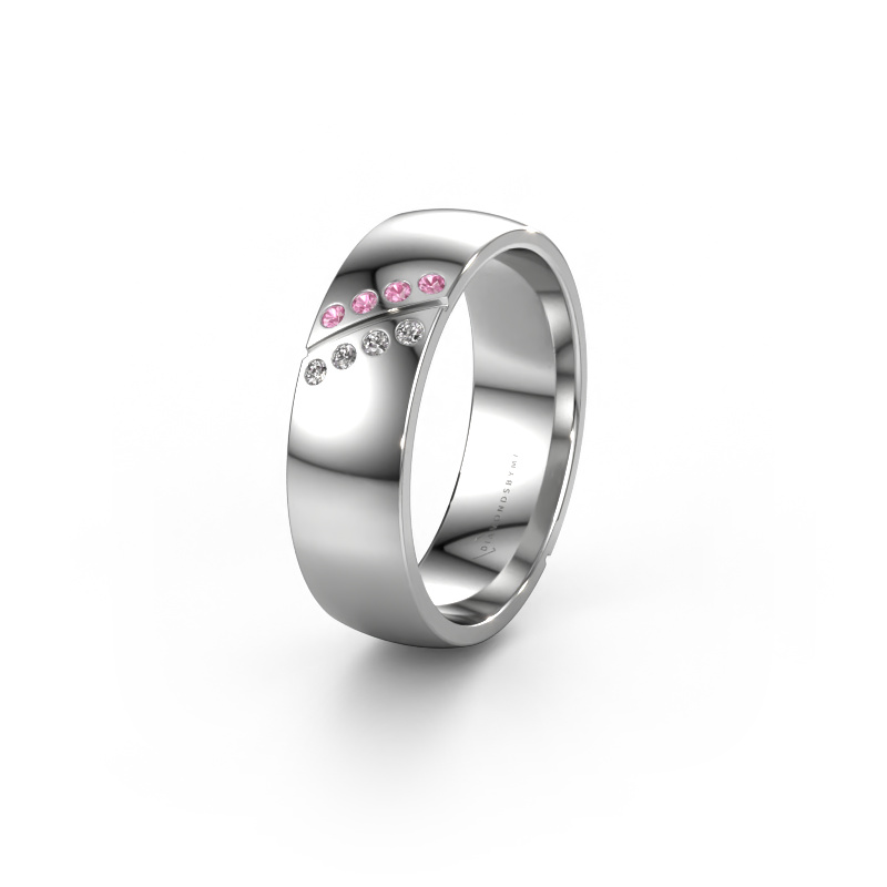 Image of Wedding ring WH1201L26AP8 950 platinum ±0.24x0.07 in Pink sapphire