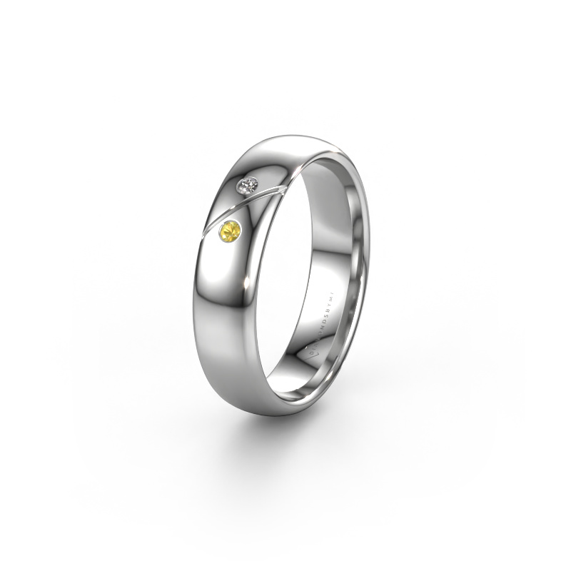 Image of Wedding ring WH1201L35AP 585 white gold ±0.20x0.07 in Yellow sapphire