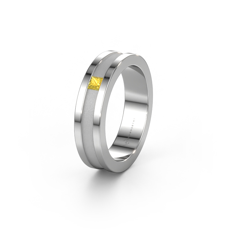 Image of Wedding ring WH2001L 585 white gold ±0.20x0.08 in Yellow sapphire