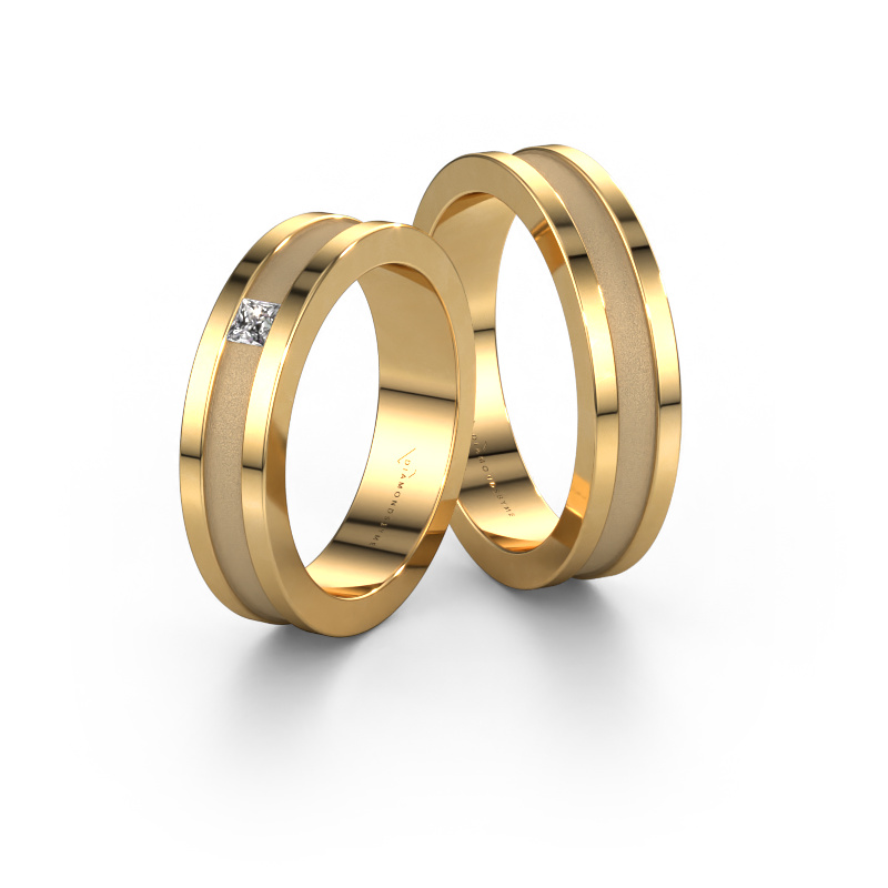 Afbeelding van Trouwringen set WH2001LM15B ±5x2 mm 14 Carat goud Diamant 0.10 crt