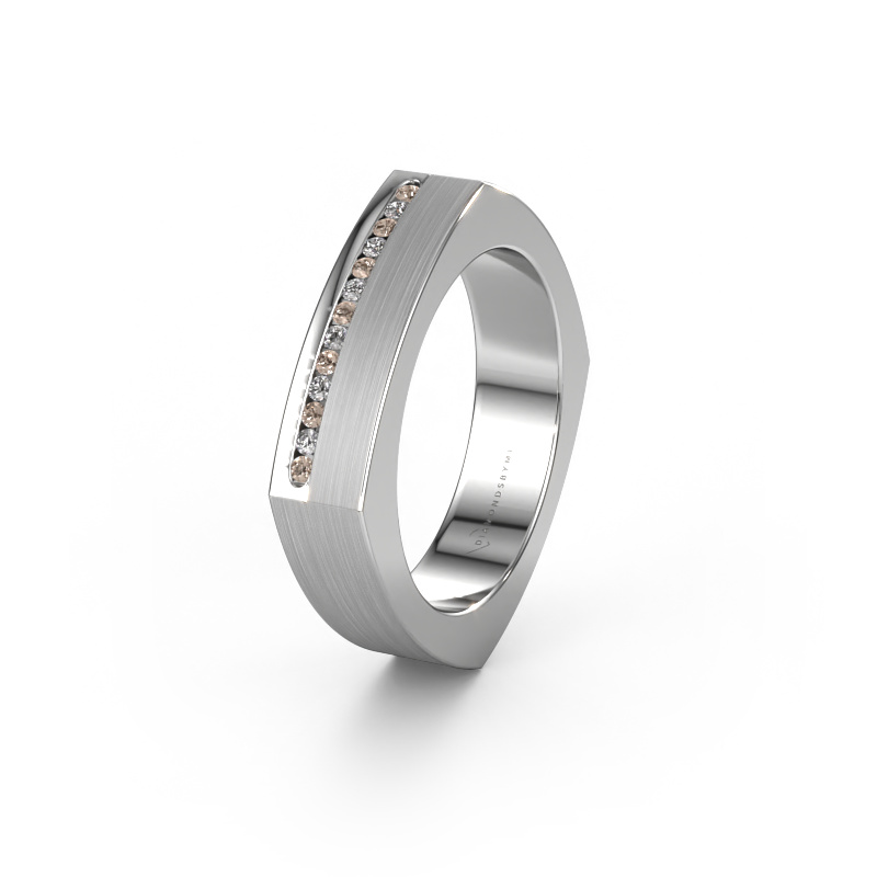 Image of Weddings ring WH2005L 950 platinum ±0.20x0.08 in Brown diamond