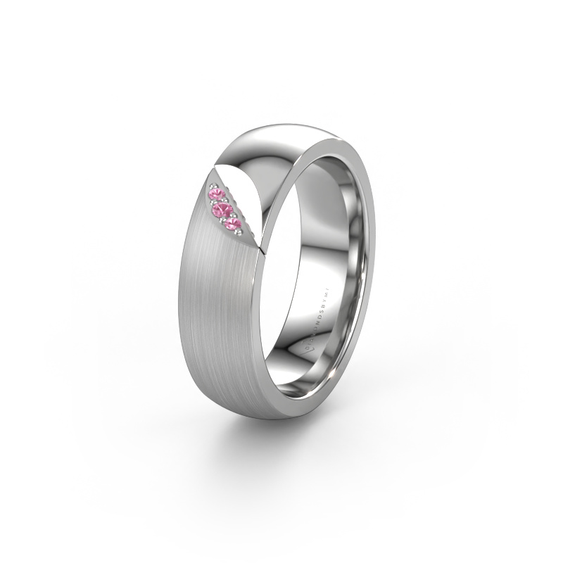 Image of Wedding ring WH2007L 950 platinum ±0.24x0.08 in Pink sapphire
