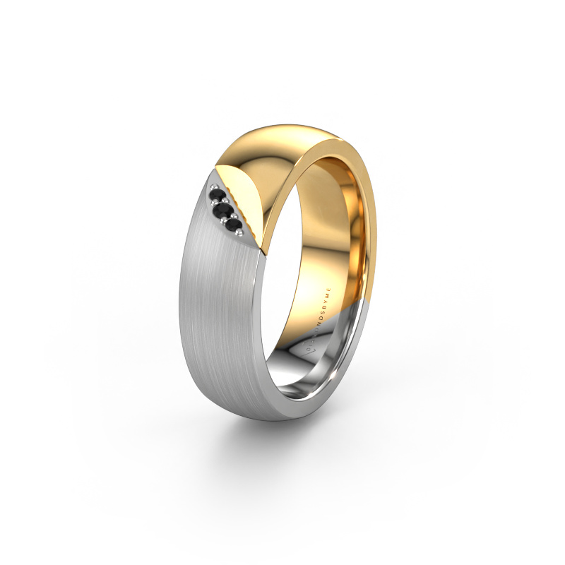 Image of Wedding ring WH2007L 585 white gold ±0.24x0.08 in Black diamond