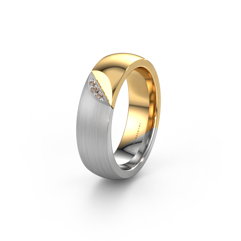 Bild von Trauring WH2007L 585 Weißgold ±6x2 mm Braun Diamant