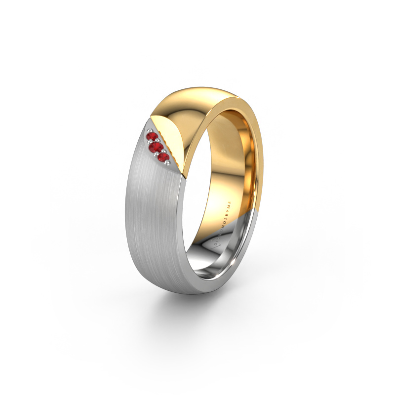 Bild von Trauring WH2007L 585 Weißgold ±6x2 mm Rubin