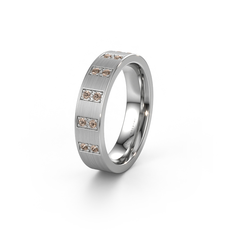 Image of Wedding ring WH2013L 585 white gold ±0.20x0.08 in Brown diamond