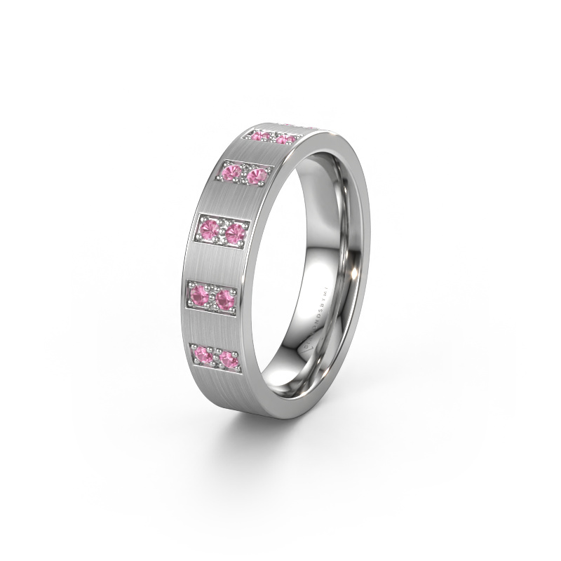 Afbeelding van Trouwring WH2013L 585 witgoud ±5x2 mm Roze saffier