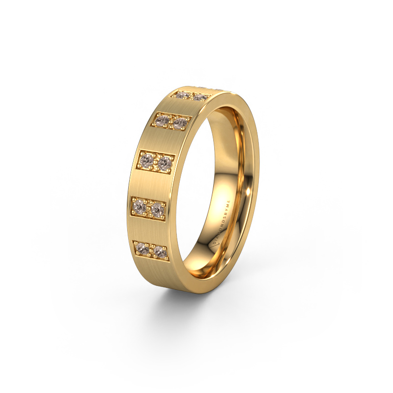 Image of Wedding ring WH2013L 585 gold ±0.20x0.08 in Brown diamond