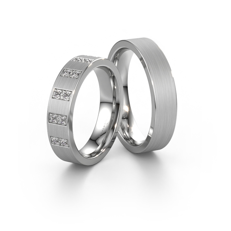 Bild von Eheringe set WH2013LM15BM ±5x2 mm 14 Karat Weißgold Diamant 0.015 crt