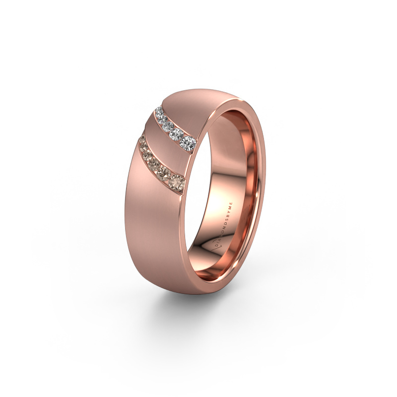 Image of Wedding ring WH2015L 585 rose gold ±0.26x0.08 in Brown diamond