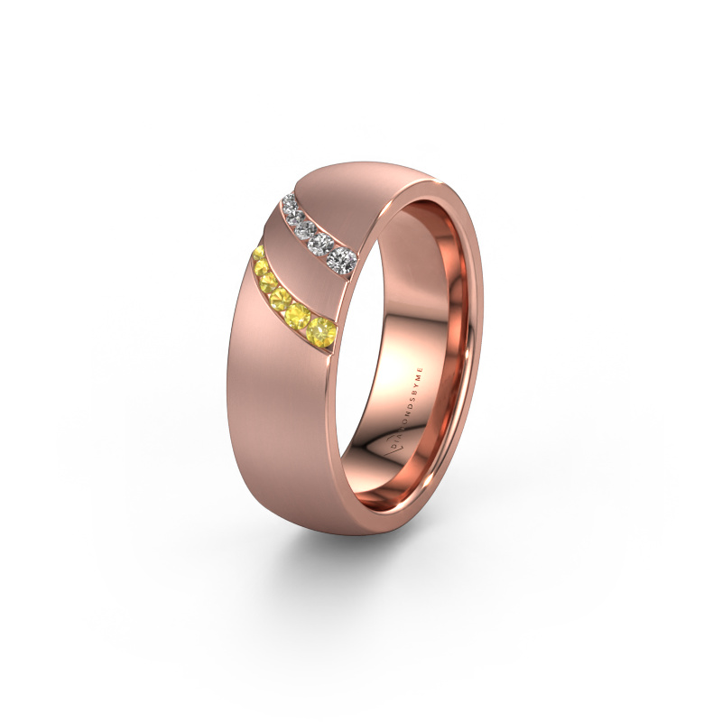 Image of Wedding ring WH2015L 585 rose gold ±0.26x0.08 in Yellow sapphire
