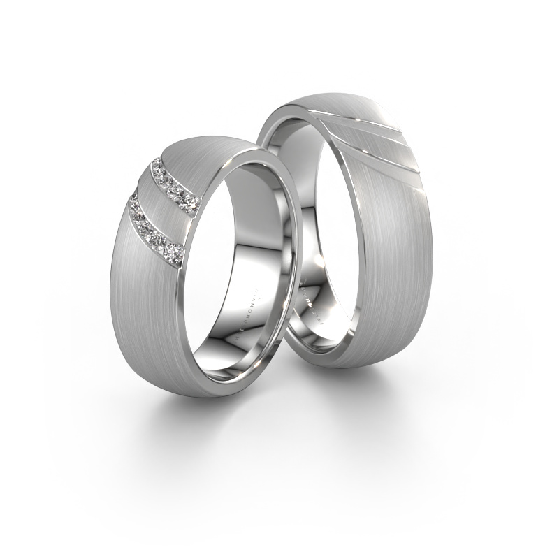 Image of Wedding rings set WH2015LM26BM ±0.24x0.08 in 14 Carat white gold Diamond 0.02 crt
