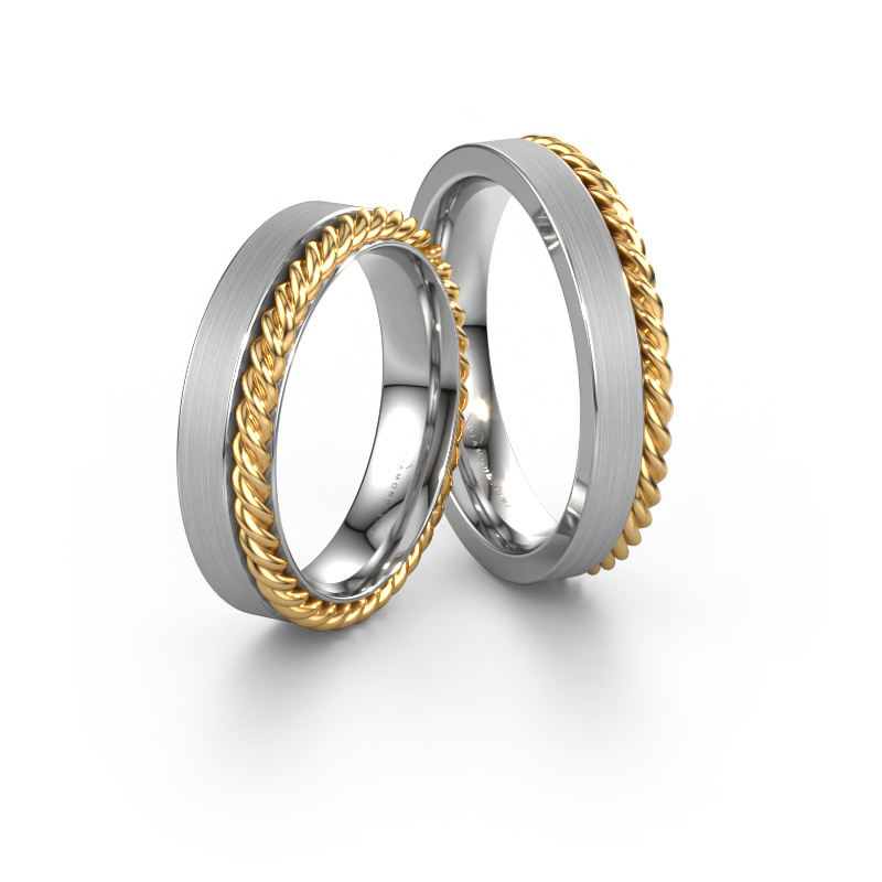 Afbeelding van Trouwringen set WH2017LM15BM ±5x2 mm 14 Carat witgoud