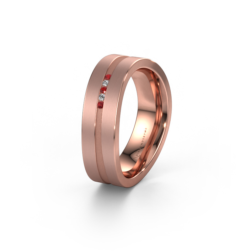 Image of Wedding ring WH2019P 585 rose gold ±0.24x0.08 in Ruby