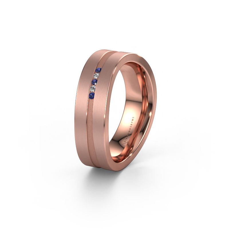 Image of Wedding ring WH2019P 585 rose gold ±0.24x0.08 in Sapphire