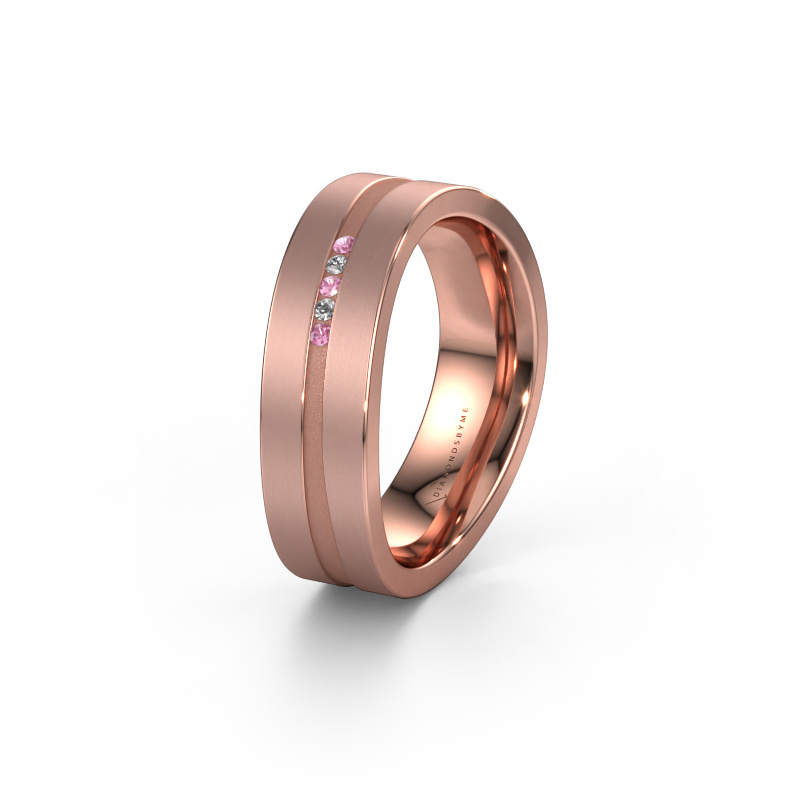 Image of Wedding ring WH2019P 585 rose gold ±0.24x0.08 in Pink sapphire