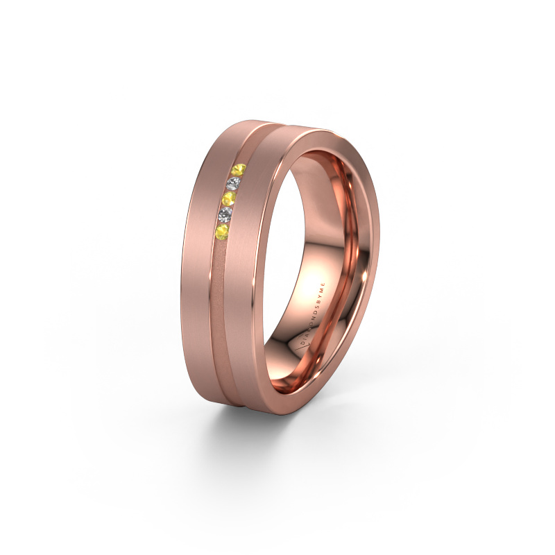 Image of Wedding ring WH2019P 585 rose gold ±0.24x0.08 in Yellow sapphire