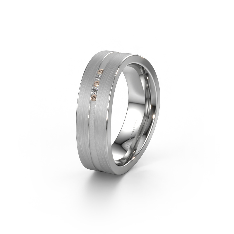 Image of Wedding ring WH2019P 950 platinum ±0.24x0.08 in Brown diamond