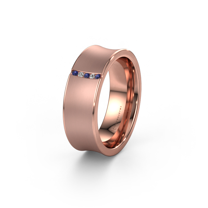 Image of Wedding ring WH2021B 585 rose gold ±0.28x0.08 in Sapphire