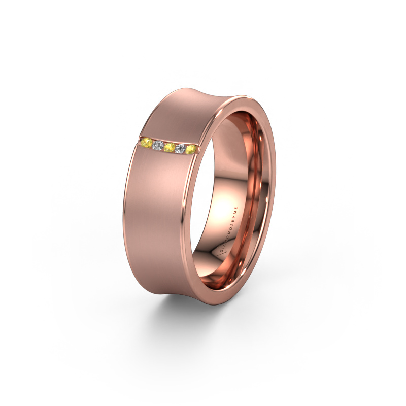 Image of Wedding ring WH2021B 585 rose gold ±0.28x0.08 in Yellow sapphire