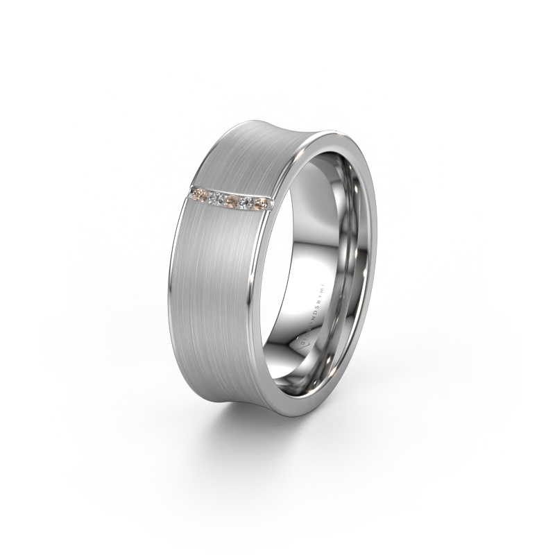 Image of Wedding ring WH2021B 950 platinum ±0.28x0.08 in Brown diamond