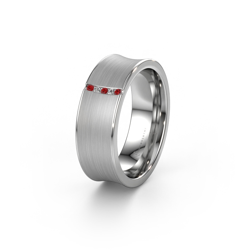 Image of Wedding ring WH2021B 950 platinum ±0.28x0.08 in Ruby