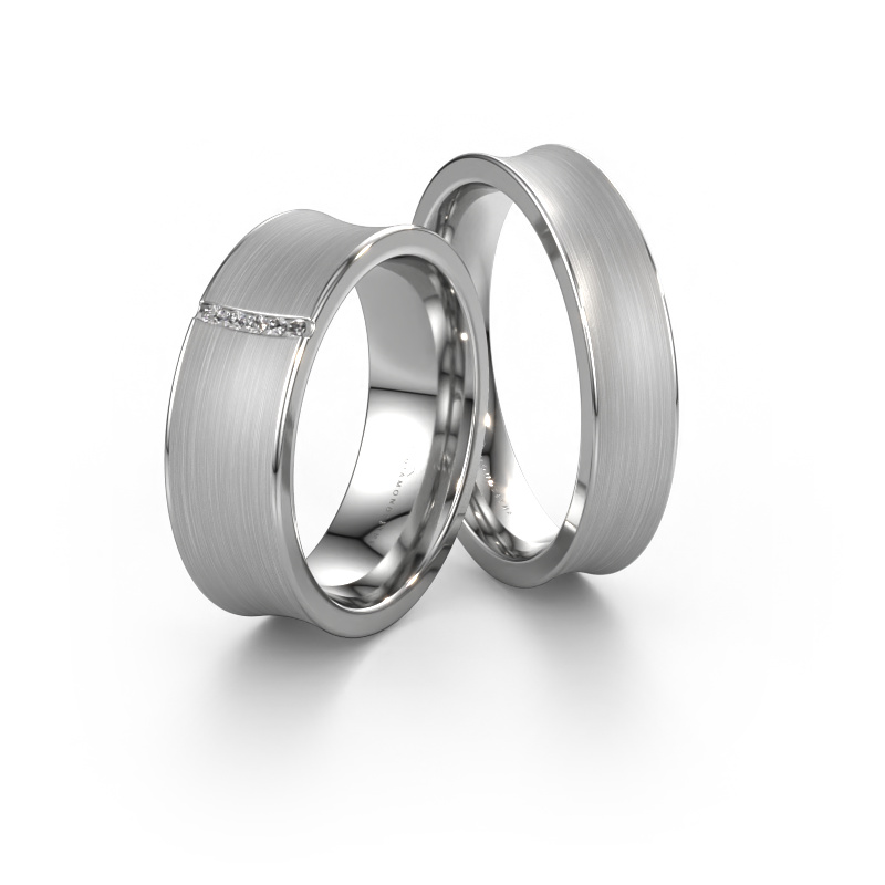 Bild von Eheringe set WH2021LM56BM ±6x2 mm 14 Karat Weißgold Diamant 0.008 crt