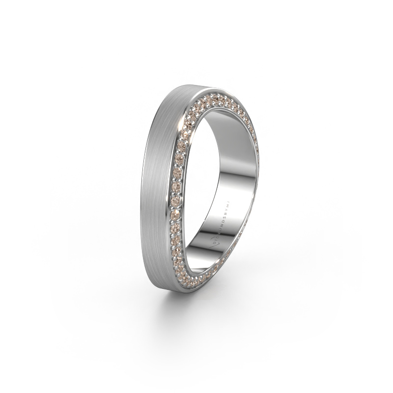 Afbeelding van Trouwring WH2029AM 585 witgoud ±5x2.2 mm Bruine diamant
