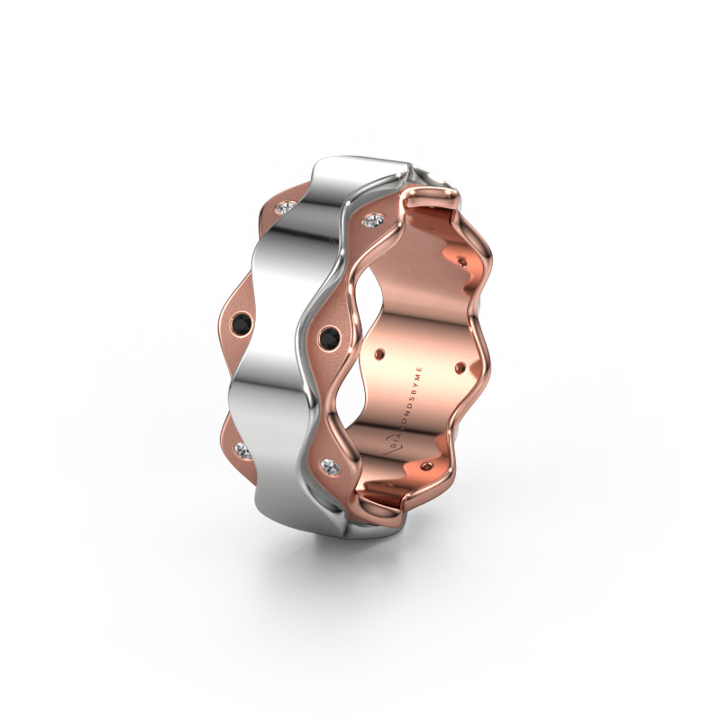 Image of Wedding ring WH2033L 585 rose gold ±0.28x0.09in Black diamond