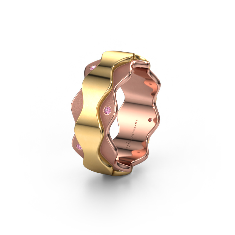 Image of Wedding ring WH2034P 585 rose gold ±0.28x0.09in Pink sapphire