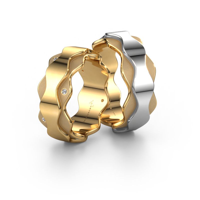 Bild von Eheringe set WH2034LM17DP ±7x2.4 mm 14 Karat Gold Diamant 0.008 crt