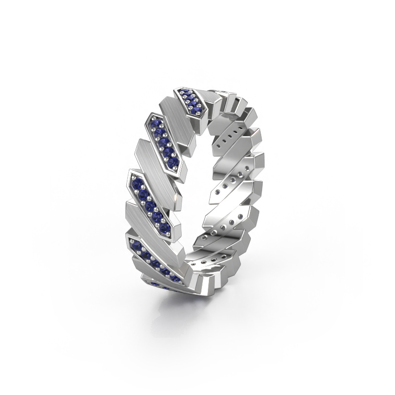 Afbeelding van Huwelijksring WH2036L 585 witgoud ±7x2.2 mm Saffier