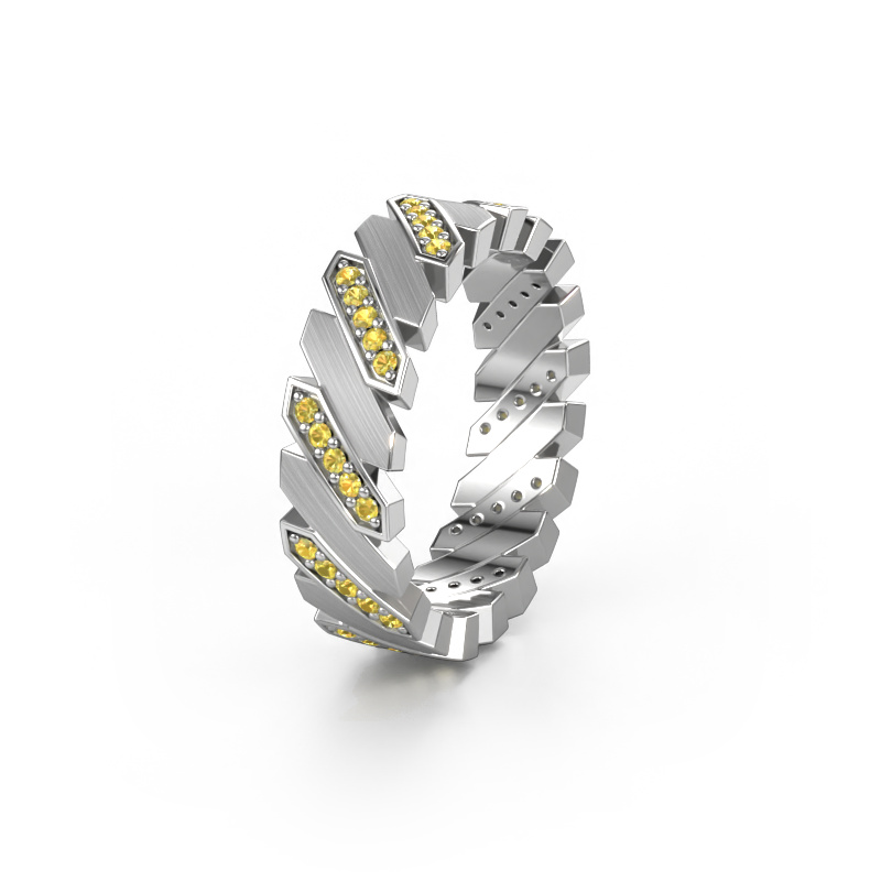 Image of Weddings ring WH2036L 585 white gold ±0.28x0.09in Yellow sapphire