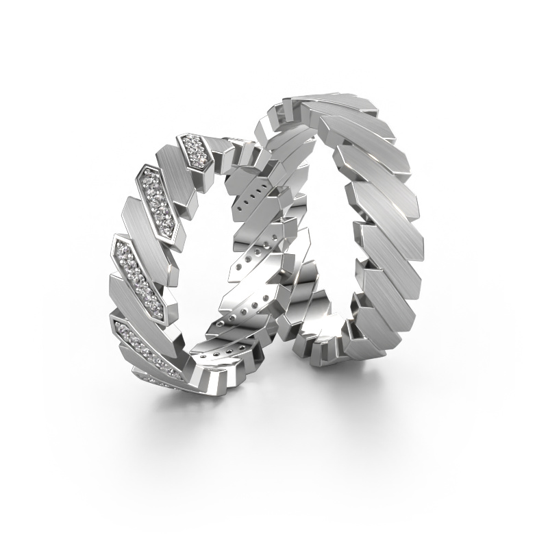 Bild von Eheringe set WH2036LM17CM ±7x2.2 mm 14 Karat Weißgold Diamant 0.008 crt