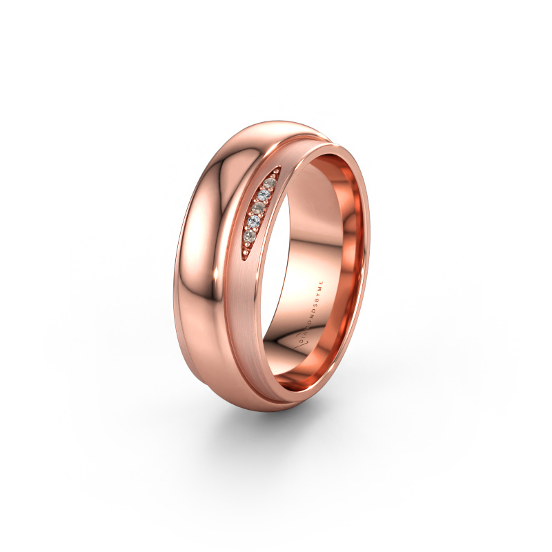 Immagine di Fede nuziale WH2038L 585 oro rosa ±7 x 2,4 mm Diamante marrone