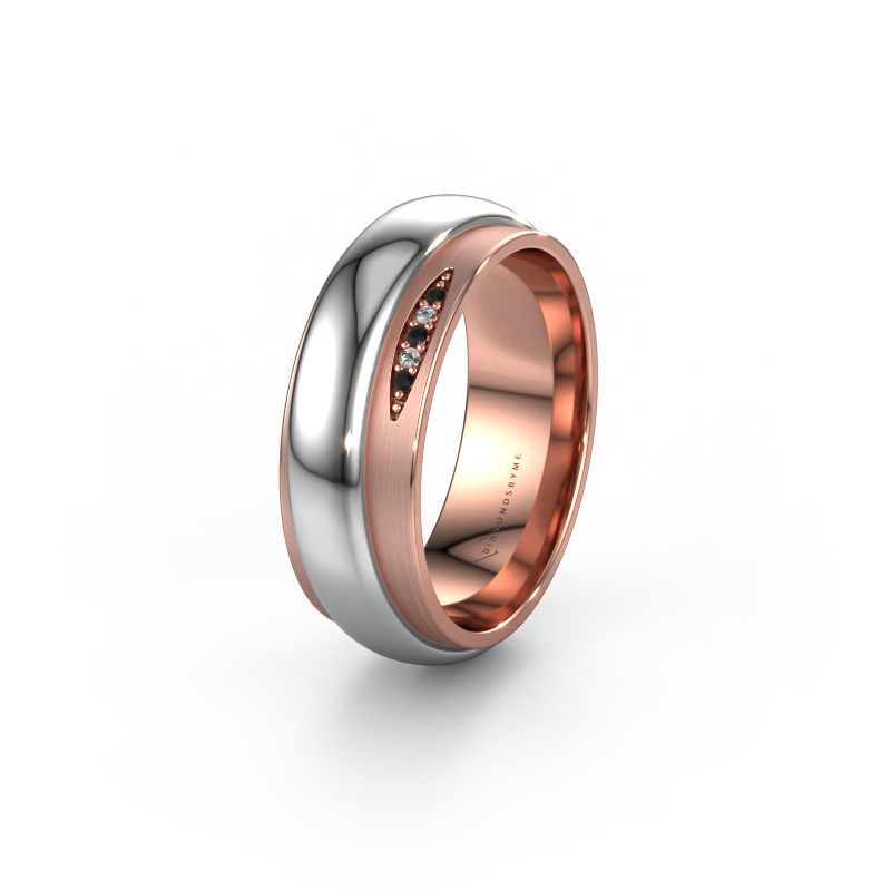 Image of Wedding ring WH2038L 585 rose gold ±0.28x0.09in Black diamond
