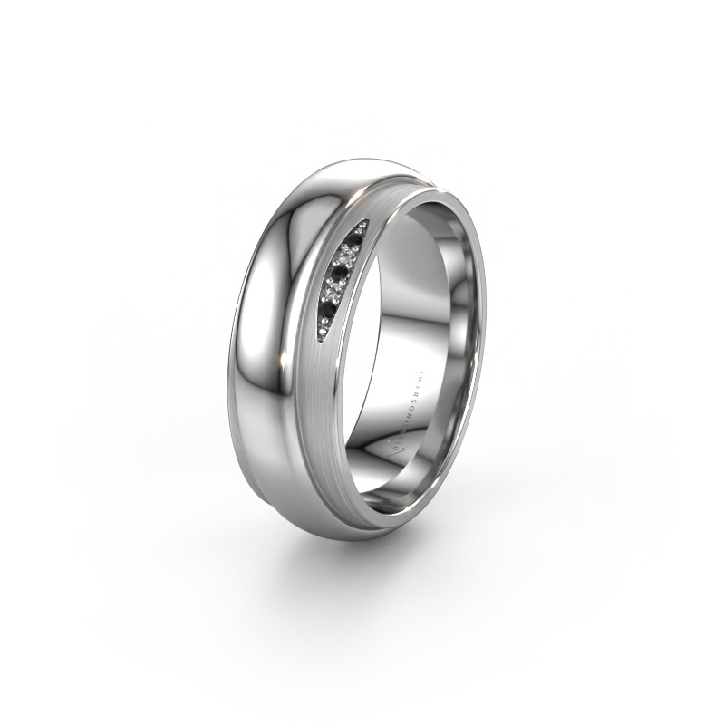 Bild von Trauring WH2038L 585 Weißgold ±7x2.4 mm Schwarz Diamant