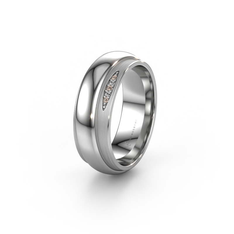Image of Wedding ring WH2038L 950 platinum ±0.28x0.09in Brown diamond