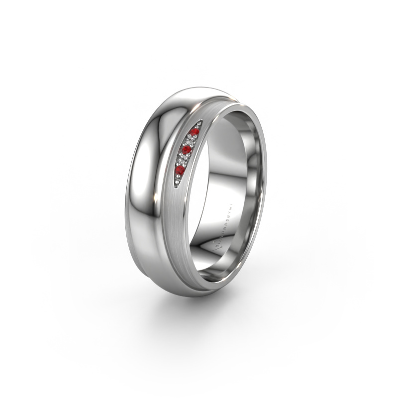 Image of Wedding ring WH2038L 585 white gold ±7x2.4 mm Ruby
