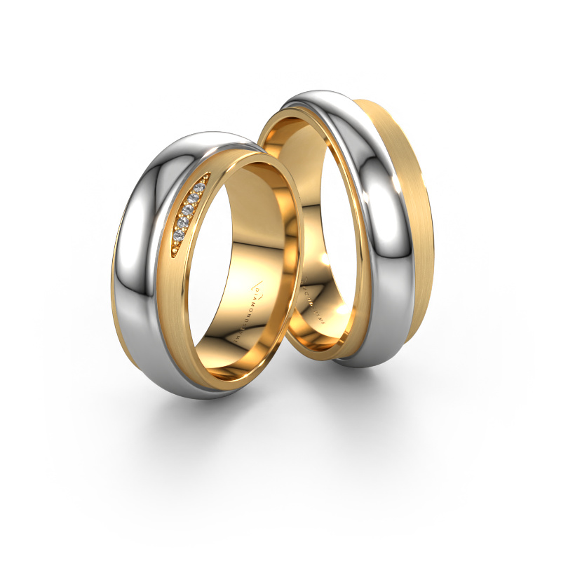 Image of Wedding rings set WH2038LM17DM ±0.28x0.09in 14 Carat gold Diamond 0.005 crt