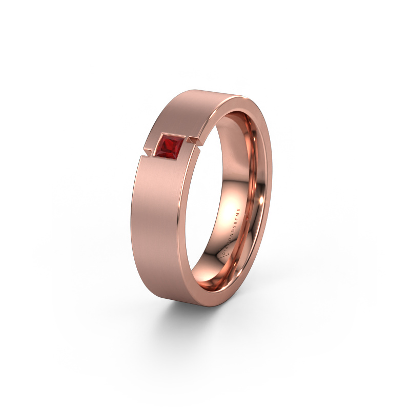 Image of Wedding ring WH2040L 585 rose gold ±0.22x0.09in Ruby