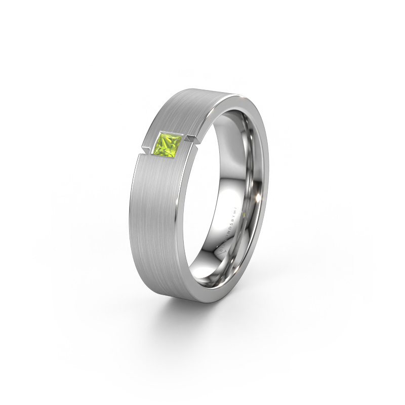 Image of Wedding ring WH2040L 585 white gold ±0.22x0.09in Peridot