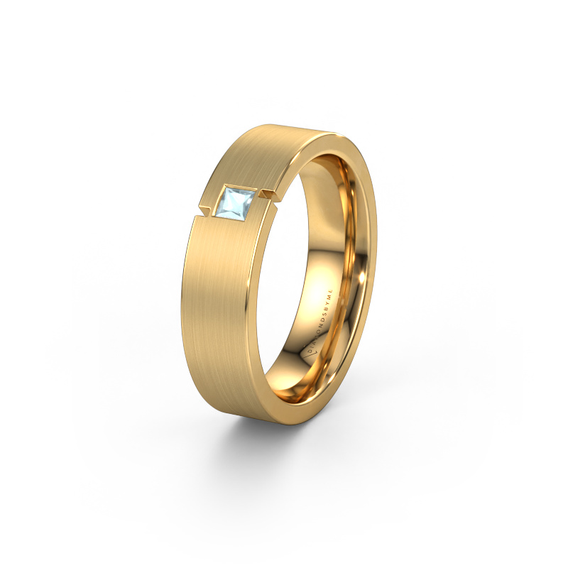 Image of Wedding ring WH2040L 585 gold ±0.22x0.09in Aquamarine
