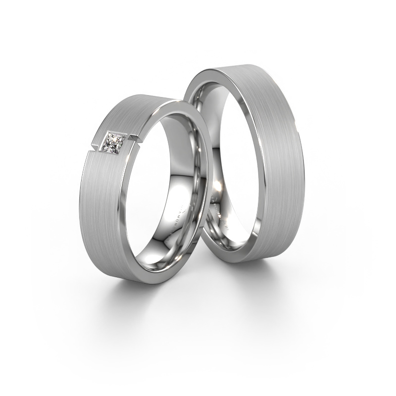 Bild von Eheringe set WH2040LM15CM ±5x2.2 mm 14 Karat Weißgold Diamant 0.10 crt