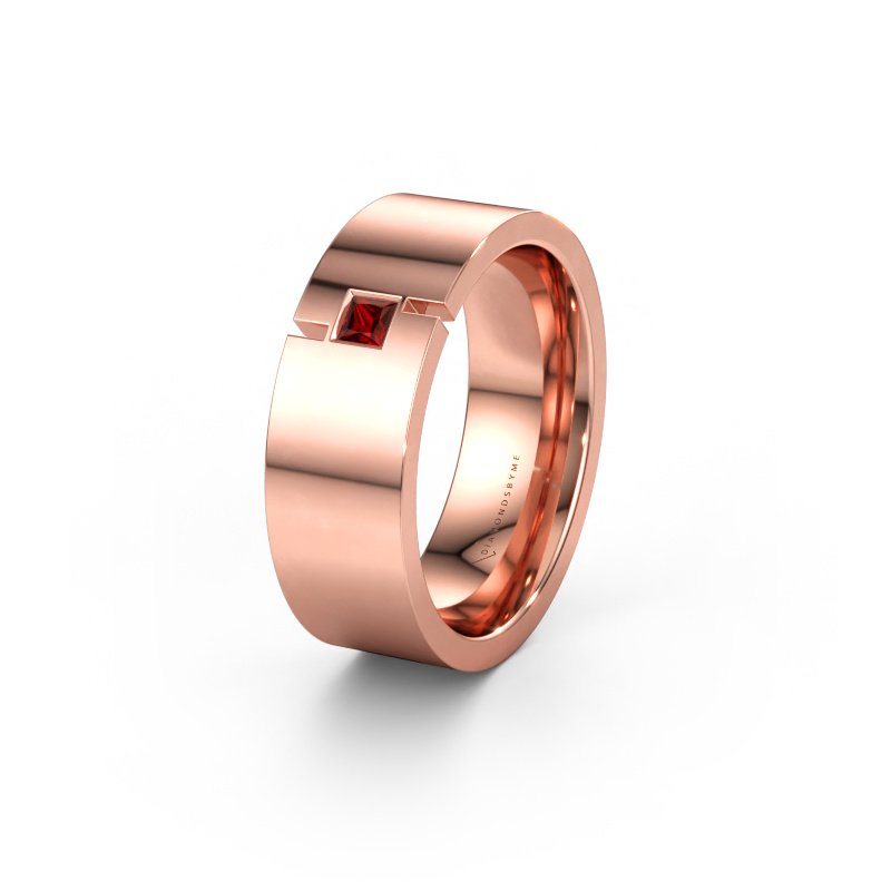 Immagine di Fede nuziale WH2042P 585 oro rosa ±7 x 2,4 mm Granato