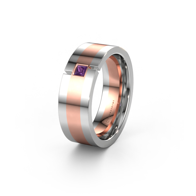 Image of Wedding ring WH2042P 585 rose gold ±0.28x0.09in Amethyst