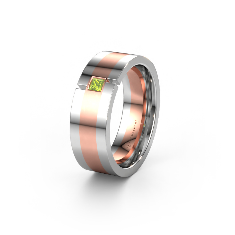 Image of Wedding ring WH2042P 585 rose gold ±7x2.4 mm Peridot