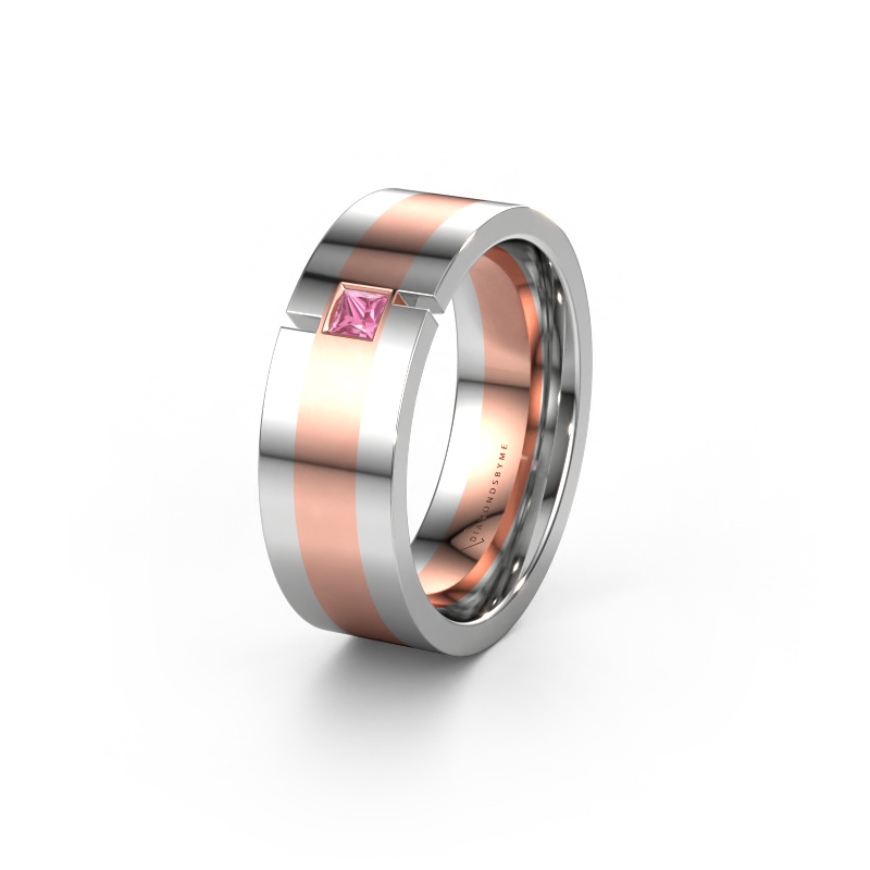 Image of Wedding ring WH2042P 585 rose gold ±0.28x0.09in Pink sapphire